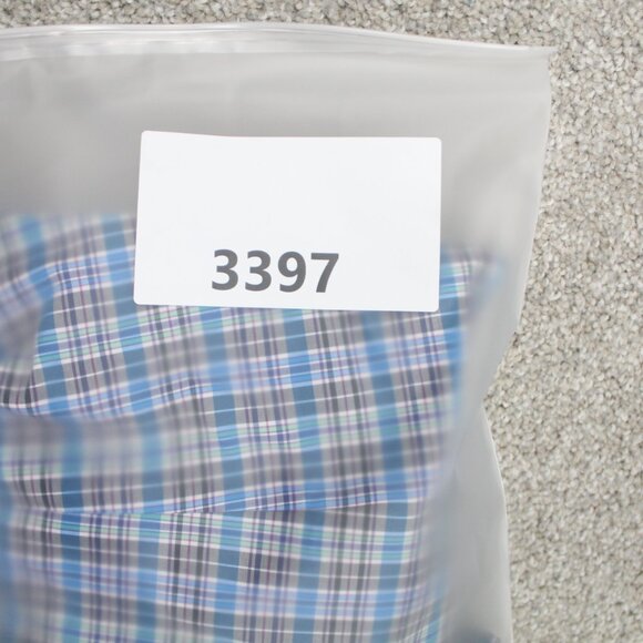 ETON Dress Shirt Men 17, 43 Blue/Green/Purple Plaid Long Sleeve Button Up - Picture 12 of 12